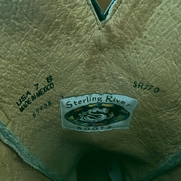 STERLING RIVER BOOTS Women's Gray Embroidered Leather Cowboy Pointed Toe, 7 B - Picture 3 of 7